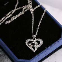 XIAOJINGLING Diamante Love Heart Hand In Hand Pendant Crystal Rhinestone Ne