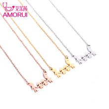 AMORUI New Family of Four Stainless Steel Choker Statement Necklace Women G