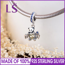 LS Teddy Bear Mom Dangle Charms 100% 925 Sterling Silver Charm Beads Fit Eu