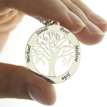 Wholesale Family Tree Necklace Engraved Circle Name Necklace Sterling Silve