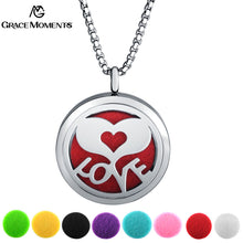 Grace Moments 30mm Aromatherapy Pendant LOVE MOM Locket Necklace for Perfum