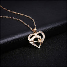 Fashion Mother And Child Necklace Love Mom Crystal Hand In Hand Heart Penda