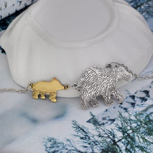 Miss Zoe Mama Bear and Cub Animal Pendant Necklace Gold Silver Mother Kids
