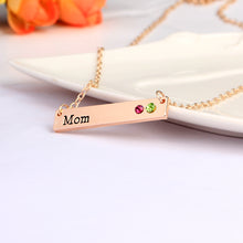 Birthstone Horizontal Bar Necklace Valentines Day Gifts For Wife Handstampe