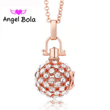 Vintage 20.5mm Angel Bola Harmony Caller Necklace Crystal Inlaid Copper Cag