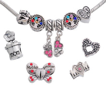 LASPERAL 1Set/8PCs Mixed DIY Love Heart Mom European Charm Beads Fit Bracel