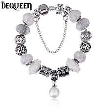 Dequeen (Best Mom)Charm Bracelet Purple Beads with Pearl Pendant Glass Bead