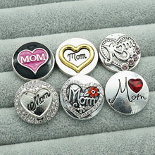 New 10pcs mixed Beauty Charming Rhinestone Lovely MOM Heart 18mm charm snap