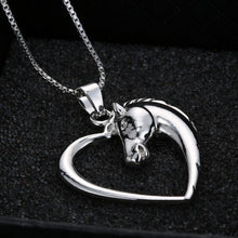 Fashion New jewelry plated white K Horse in Heart Necklace Pendant Necklace