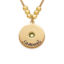 Mom Jewelry   Mother's Disc and Birthstone Necklace Personalized Nameplate