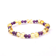 EAST WORLD Amber Bracelets with 5mm Natural Amethyst Baltic Amber Original