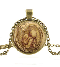 Leonardo  Fetus Necklace Pendant Midwife Pregnant Mom Baby Jewelry Gift Vin