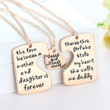 FUNIQUE Rose Gold Split Heart Letter "Daughter Mom Daddy Sisters Necklaces