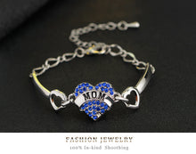 Mom Letters Bracelets For Mother's Day Silver Crystal Rhinestone Heart Char