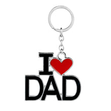 Family Jewelry Gift Enamel Heart I Love MAMA/MOM/DAD/PAPA Carton Key Chains