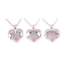 Family Member Jewelry Matching Necklaces Set Crystal Heart Mom Big Sis Lit