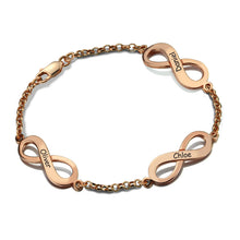 Personalized Infinity Bracelet Rose Gold Color Bracelet Triple Infinity Bra