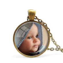 new born Personalized Pendants Custom Necklace Photo of Your Baby Child Mom