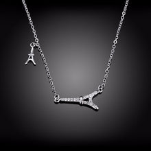 Lovely Sparkling Cubic Zirconia Eiffel Tower Necklace 100% Real 925 Sterlin
