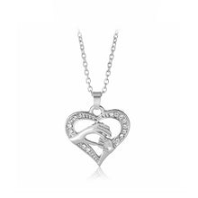 Trendy Charin Female Heart Hollow Inlaid Crystal Mom Hand with Kid Hand Nec