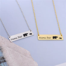 Fashion Cute Mama Bear necklace women jewelry Bar Necklace animal jewelry F