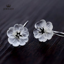 925 Sterling Silver Flower Earrings Transparent Girls Gift Fine Jewelry Vin