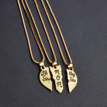 QIHE JEWELRY 3pcs Hand Stamped "little sis mom big sis" Broken Heart Shaped