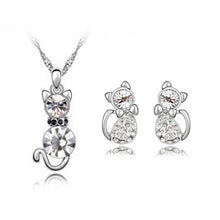 Retail Romantic Engagement Cute Cat Jewelry Sets Necklace Earrings with Aus