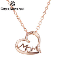 Grace Moments Crystal Zircon Fashion Women Jewelry Heart MOM Love Chain Nec