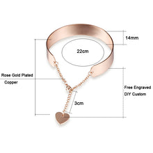 Qitian Free Engrave Custom Jewelry Rose Gold Color Name Logo Statement Bang