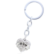 XIAOJINGLING Pink White Rhinestones Keychain Fashion Women Jewelry Heart Ke