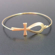 Golden / silver Color Egyptian Hieroglyphic Ankh Bangle Bracelet Gift for f