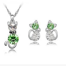 2016 Fashionable cute cat jewelry set Fashion classic Austria Crystal Jewel