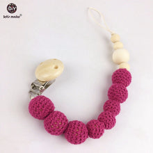 Let's Make Wooden Teething Pacifier Clip Holders 5pc Crochet Beads Pure Col