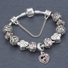 SPINNER Mom dangle heart charm bracelet women fit snake chain brand bracele