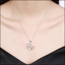 Uworld Silver Plated Brass Cubic Zirconia MOM Open Love Heart Pendant Neckl