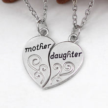 Hand Stamped Mother Daughter Charm Choker Necklace 2pc/set Carved Broken He