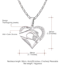 U7 Love Heart Mom Baby In Hand Pendant & Chain Necklace Cubic Zirconia Than