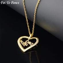 Fei Ye Paws Silver Color Crystal Zircon Dog Mom Heart Pendant Necklaces Dog