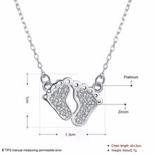 MEEKCAT Real 925 Sterling Silver CZ Rhinestone Mother and Baby Foot Pendant