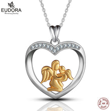 Eudora Real 100% 925 Sterling Silver Mom Love Angel Baby Crystal Heart Pen