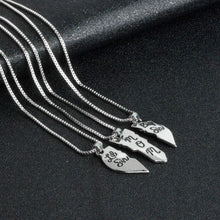 Hand Stamped "little sis mom big sis" 3pcs Broken Heart Shaped Pendant Neck