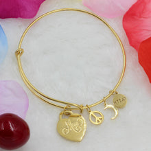 new fashion stainless steel charm bracelet bangle round heart locket with l