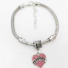 2016Multicolor Charm Crystal Heart Bracelet love Mom SISTER Mother family G