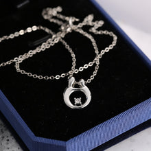 Mom & Child Crystal Gem heart Silver Chain Pendant necklace mother Gifts Wo
