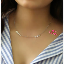 Sideway Custom Two Nameplate Necklace 2 name Pendants BFF Jewelry  Mom Kid