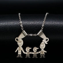 MAMA Stainless Steel Necklace Boys Girls Pendant Necklaces Mom Kids Silver