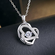 Heart to Heart Rotate Dancing Stone 925 Sterling Silver CZ Necklaces & Pend