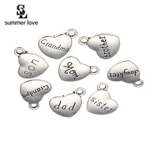 Summer Love Hotselling Engraved Heart Mom Words Charms Alphabet Pendant Cha