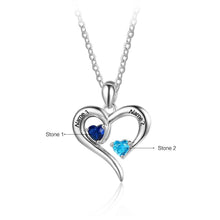 Personalized 925 Sterling Silver 2 Birthstone Necklace Pendants Engraved He